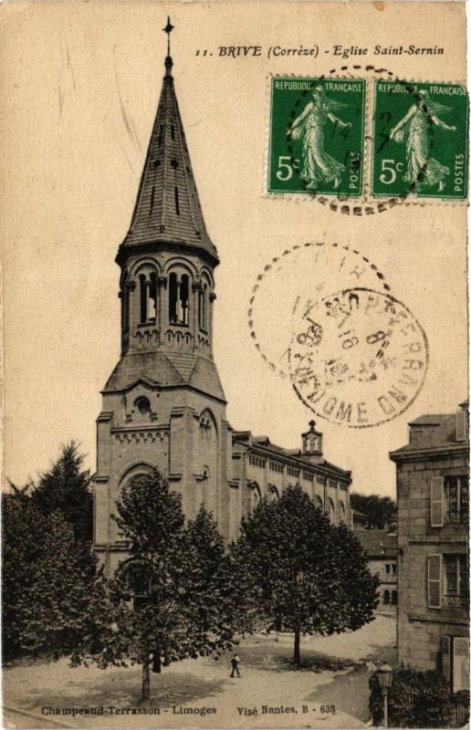 Carte postale ancienne Brive - Eglise Saint-Sernin