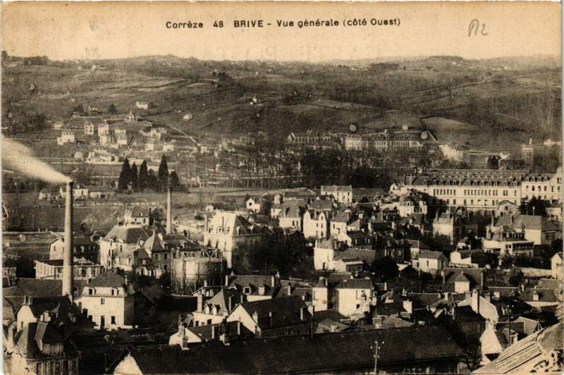 Carte postale ancienne Brive - Vue générale - Cote Ouest