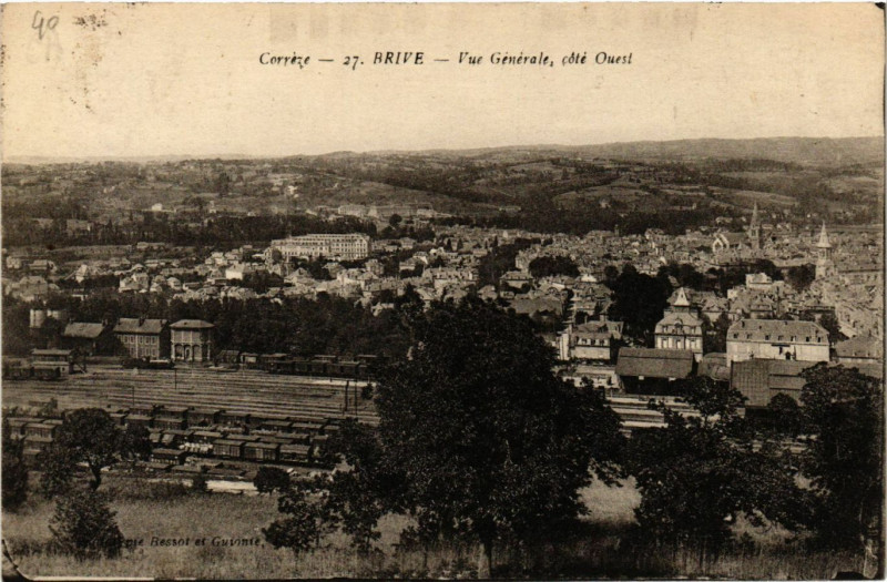 Carte postale ancienne Brive - Vue générale - Cote Ouest