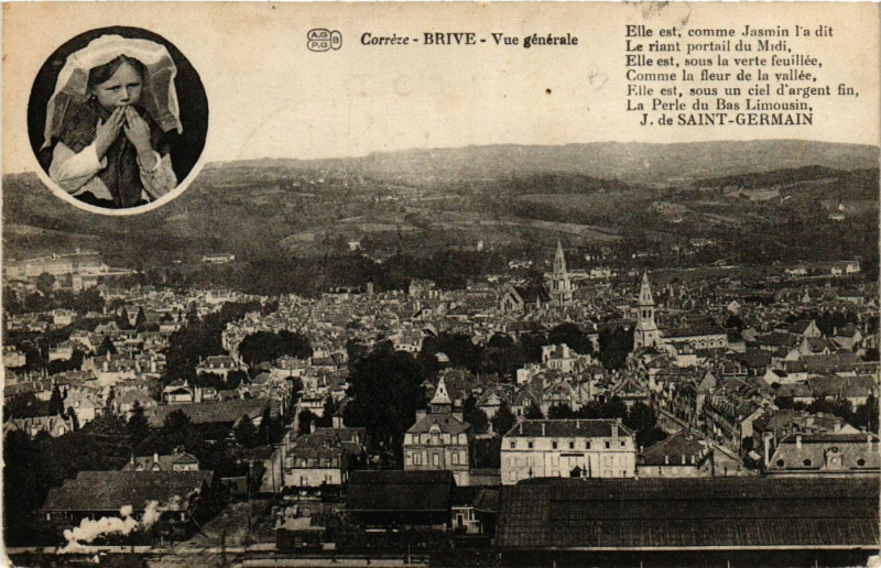 Carte postale ancienne Brive - Vue générale