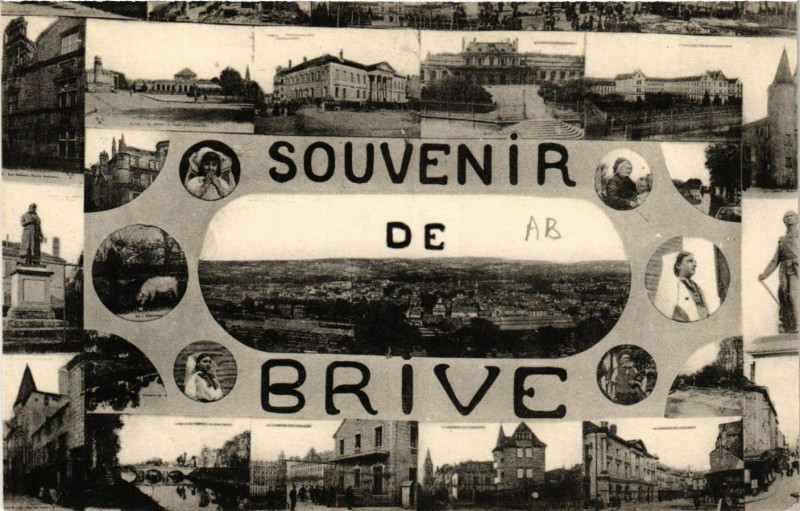 Carte postale ancienne Brive - Scenes - Souvenir de Brive