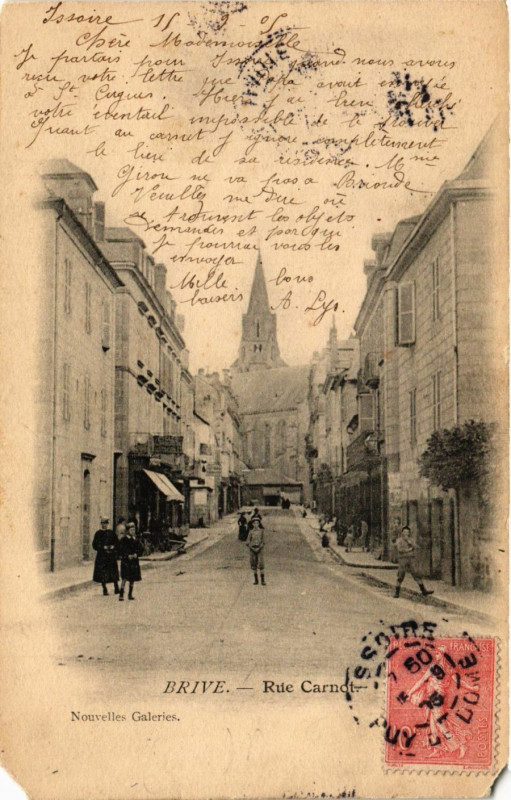 Carte postale ancienne Brive - Rue Carnot