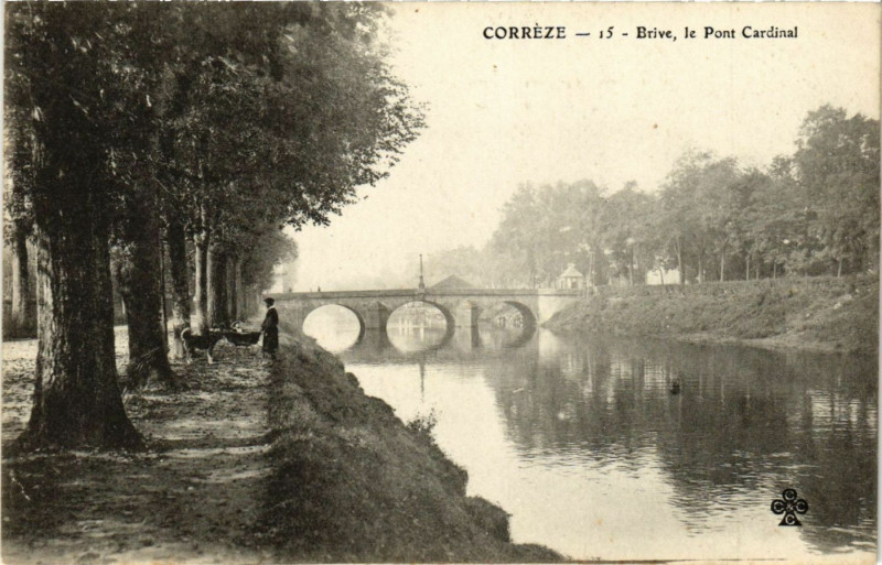 Carte postale ancienne Brive - Le Pont Cardinal