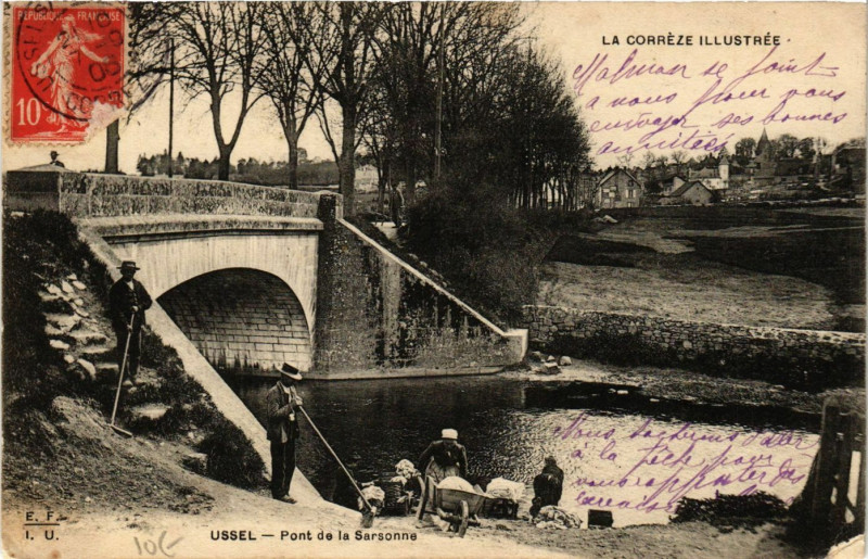 Carte postale ancienne Ussel - Pont de la Sarsonne à Ussel