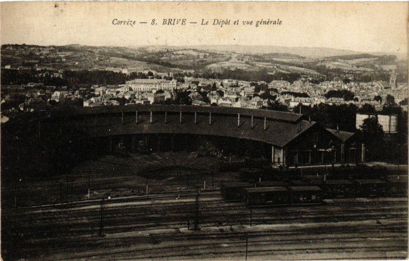 Carte postale ancienne Brive - Le Depot et Vue générale
