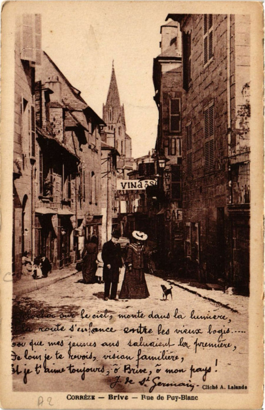 Carte postale ancienne Brive - Rue de Puy-Blanc