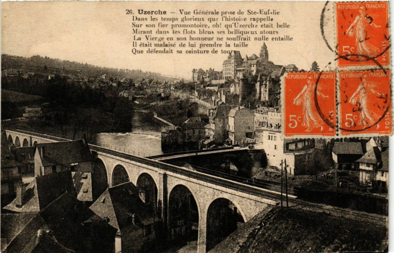 Carte postale ancienne Uzerche - Vue générale prise de Sainte-Eulalie à Uzerche