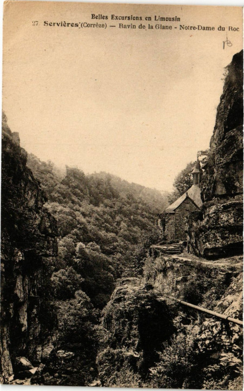 Carte postale ancienne Servieres - Ravin de la Glane - N.-D. du Roc