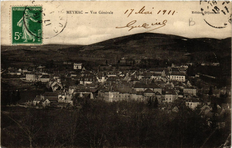 Carte postale ancienne Meymac - Vue générale à Meymac