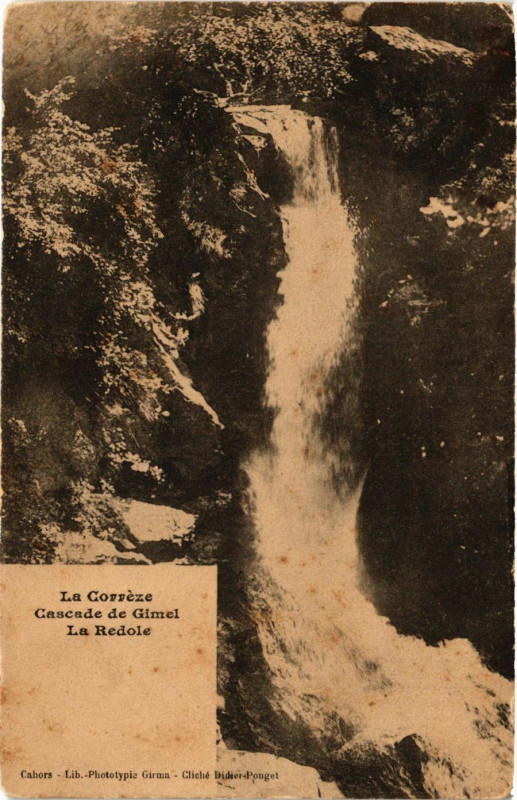 Carte postale ancienne Gimel - Cascade de Gimel - La Redole