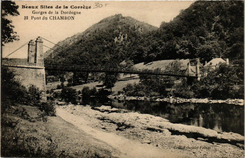 Carte postale ancienne Gorges de la Dordogne - Pont du Chambon