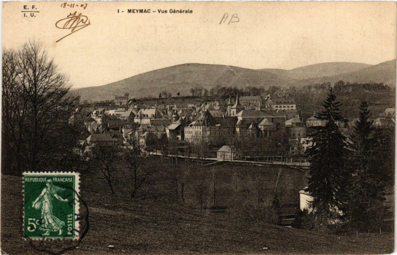 Carte postale ancienne Meymac - Vue générale à Meymac