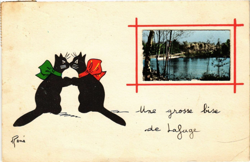 Carte postale ancienne Lafage - Une grosse bise de Lafage