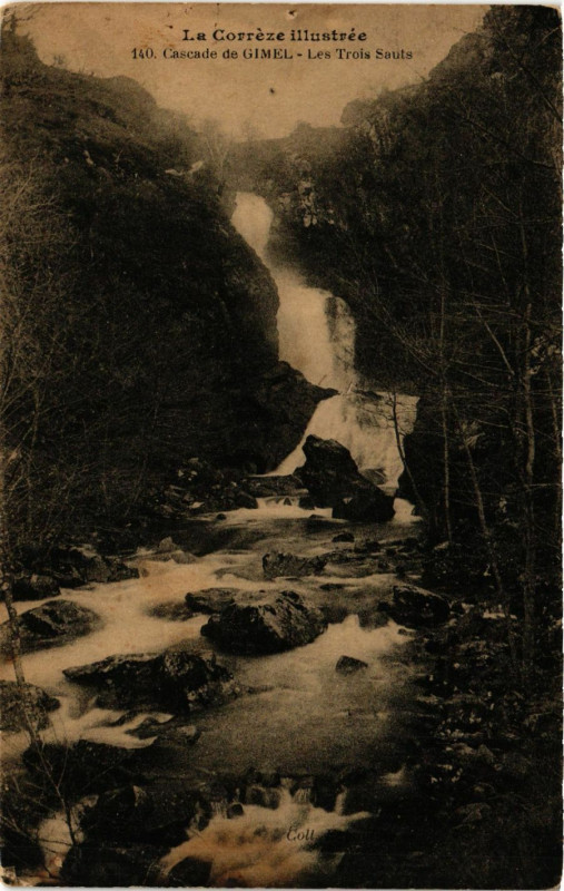 Carte postale ancienne Gimel - Cascade de Gimel - Les Trois Sauts