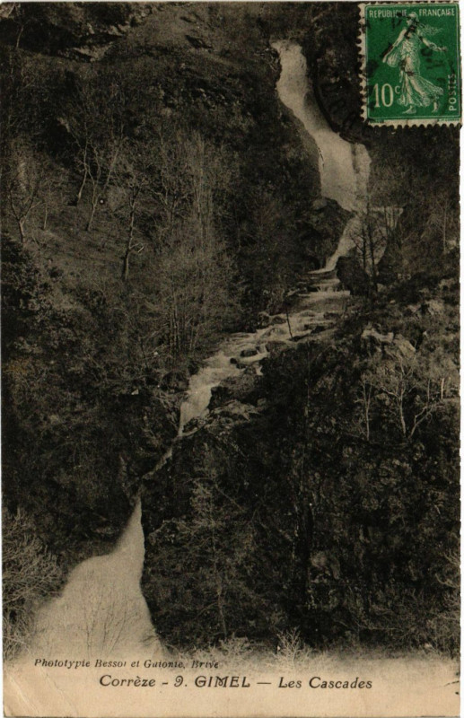 Carte postale ancienne Gimel - Chute - Les Cascades