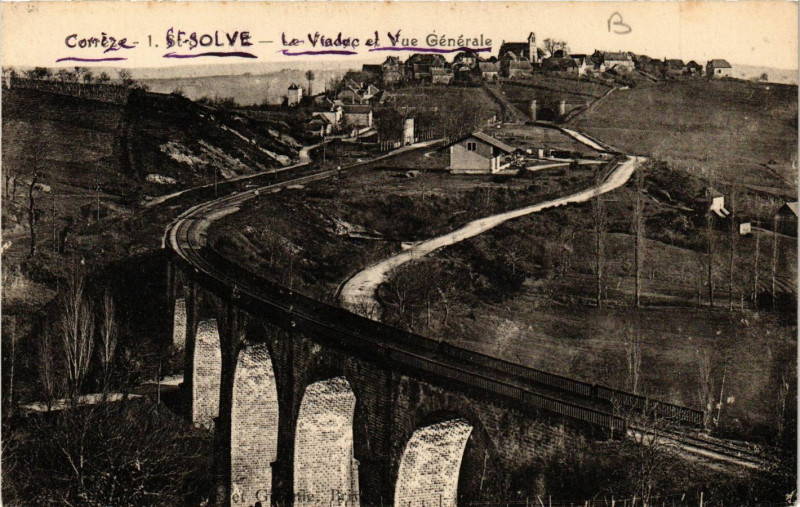 Carte postale ancienne Saint-Solve - Le Viaduc et Vue générale à Saint-Solve