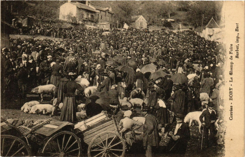 Carte postale ancienne Bort - Le Champ de Foire