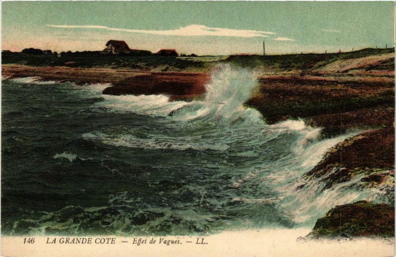 Carte postale ancienne La Grande Cote. Effet de Vagues