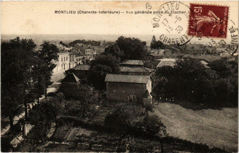 Carte postale ancienne Montlieu Vue générale prise du Clocher