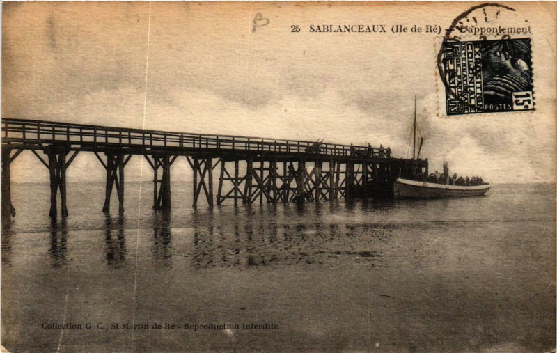 Carte postale ancienne Ile-de-Re Sablanceaux L'appontement