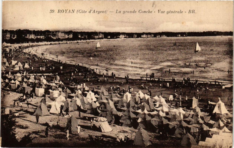 Carte postale ancienne Royan La grand Conche-Vue générale à Royan