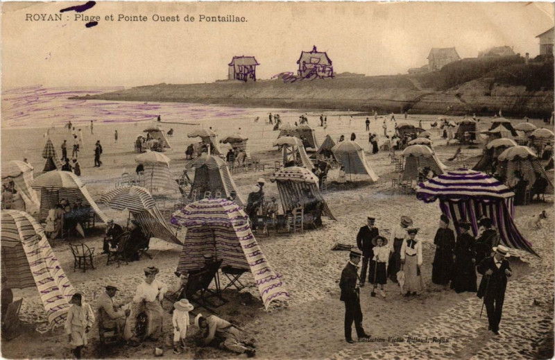 Carte postale ancienne Royan Plage et Pointe Ouest de Pontaillac à Royan