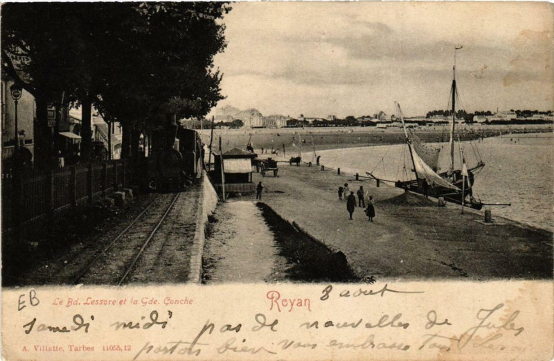 Carte postale ancienne Royan Le Boulevard Lessore et la Gde Conche à Royan
