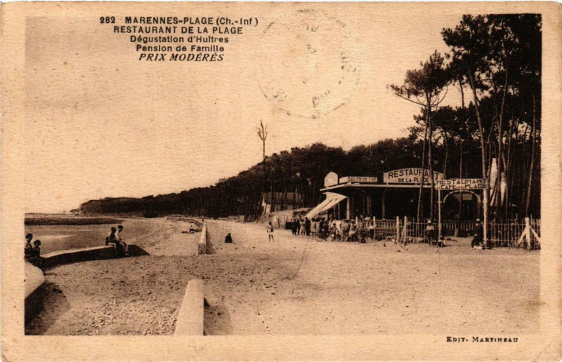 Carte postale ancienne Marennes Restaurant de la Plage