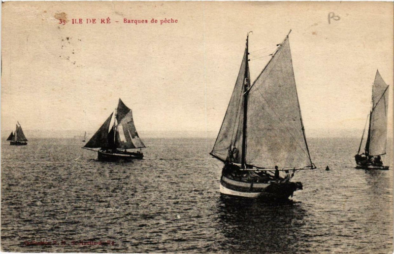 Carte postale ancienne Ile-de-Re Barques de peche
