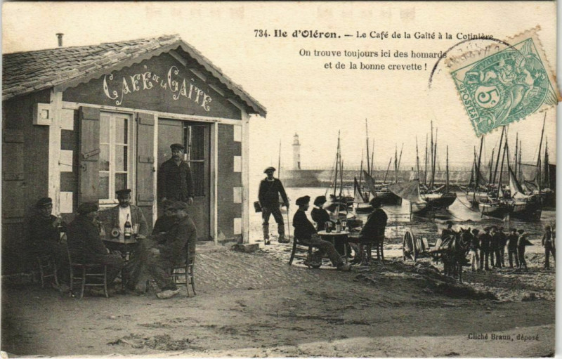 Carte postale ancienne Ile-d'Oleron La Café de la Gaité a la Cotiniere