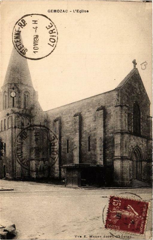 Carte postale ancienne Gemozac. Eglise