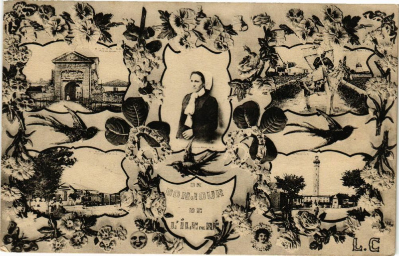 Carte postale ancienne Un Bonjour de L'Ile-de-Re