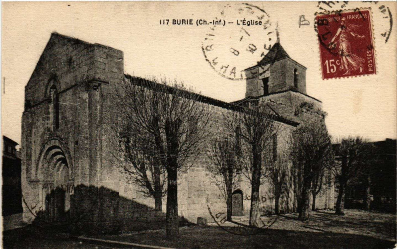 Carte postale ancienne Burie - L'Eglise