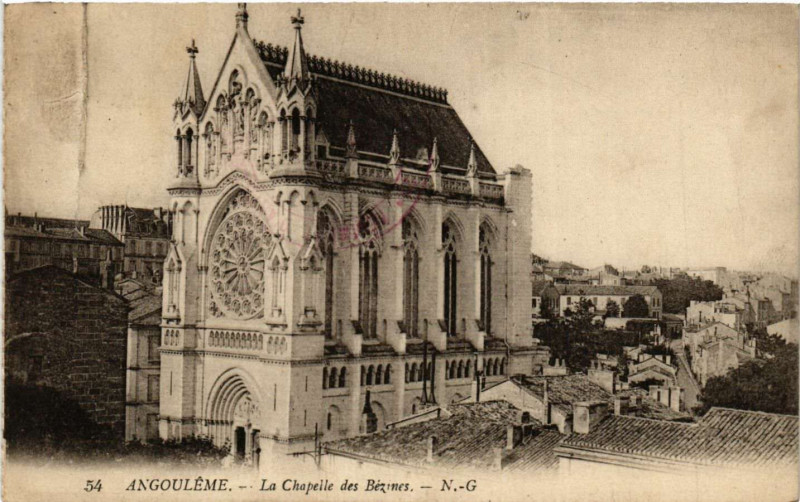 Carte postale ancienne Angouleme - La Chapelle des Bezines à Angoulême