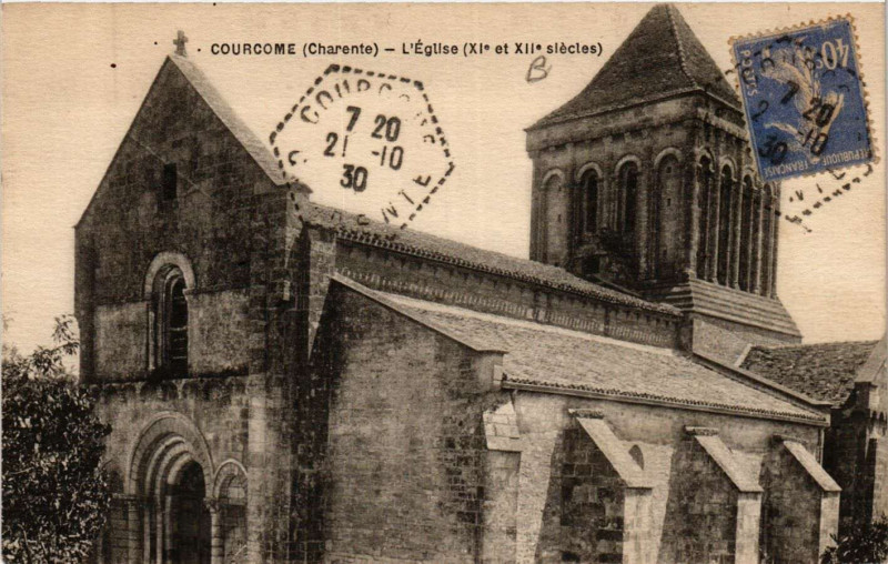 Carte postale ancienne Courcome - L'Eglise (Xi et Xii siecles) à Courcôme