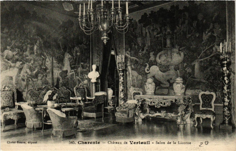 Carte postale ancienne Charente - Chateau de Verteuil - Salon de la Licorne