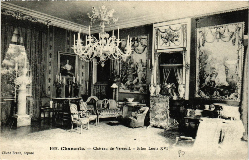 Carte postale ancienne Charente - Chateau de Verneuil - Salon Louis Xvi à Verneuil