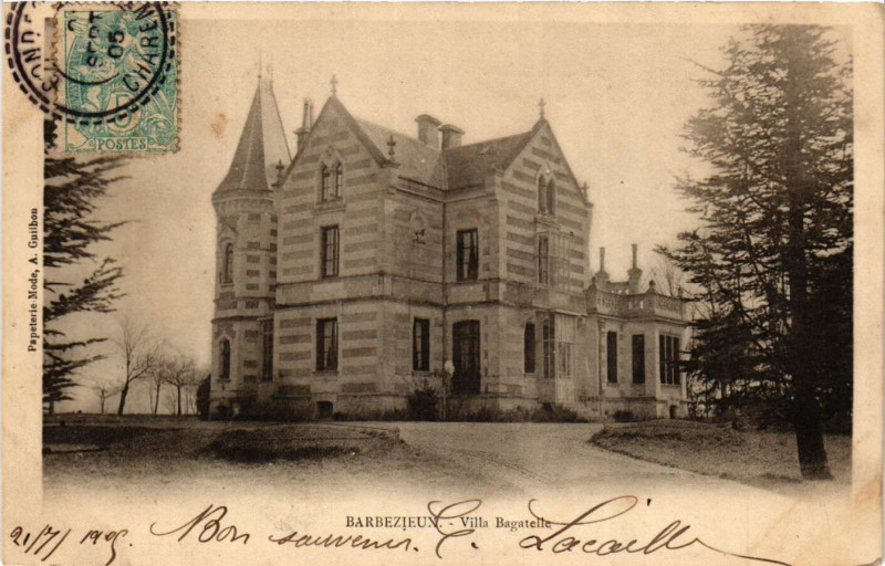 Carte postale ancienne Barbezieux - Villa Bagatelle