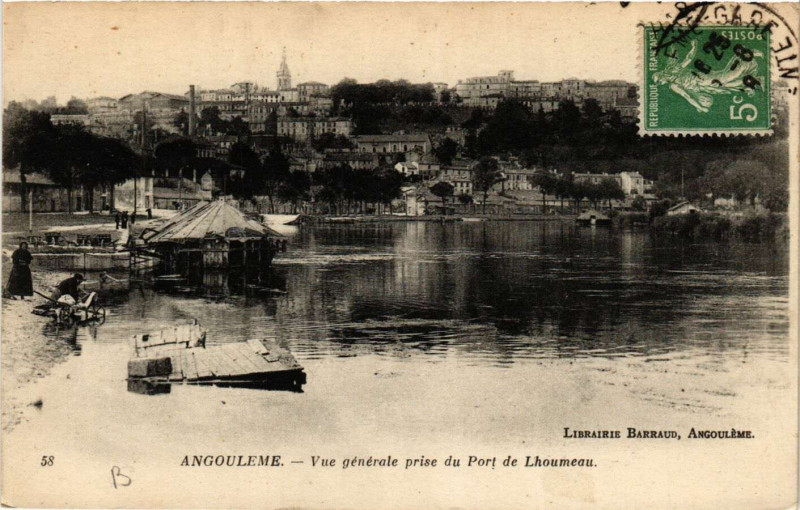 Carte postale ancienne Angouleme - Vue générale prise du Port de Lhoumeneau à Angoulême