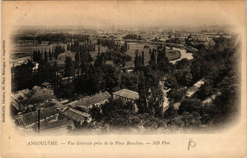 Carte postale ancienne Angouleme - Vue générale prise de la Place Beaulieu à Angoulême