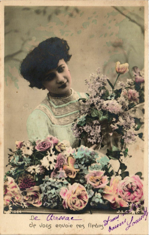 Carte postale ancienne Je vous envoie des fleurs