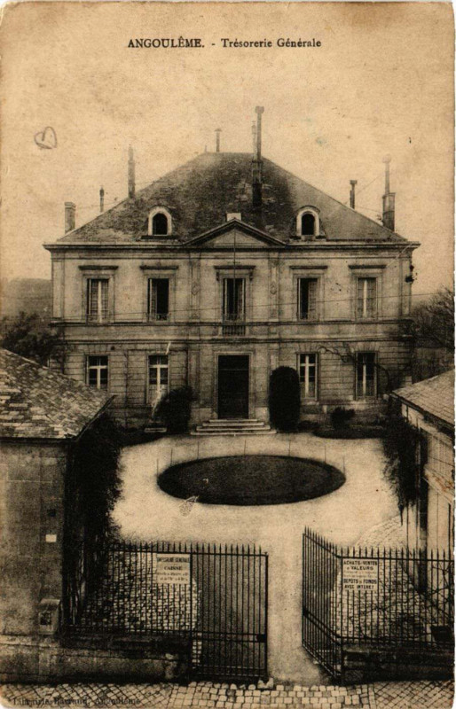 Carte postale ancienne Angouleme - Tresorerie générale à Angoulême