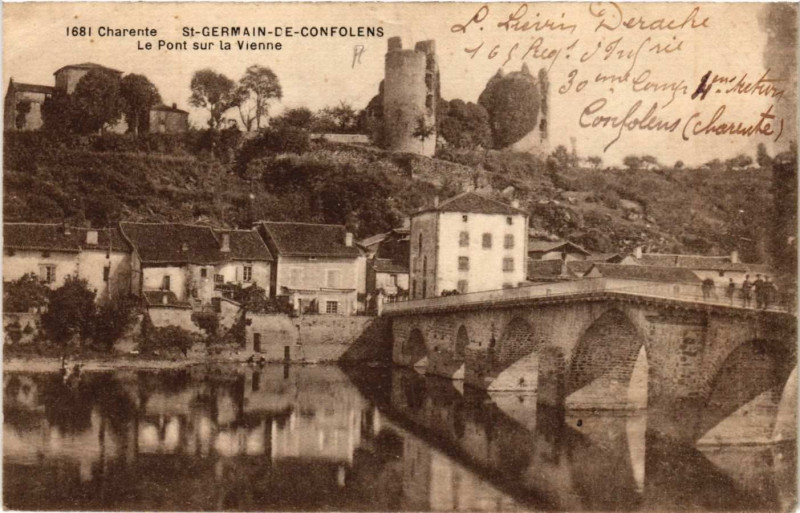 Carte postale ancienne Charente - Saint-Germain-de-Confolens - Le Pont sur la Vienne à Confolens