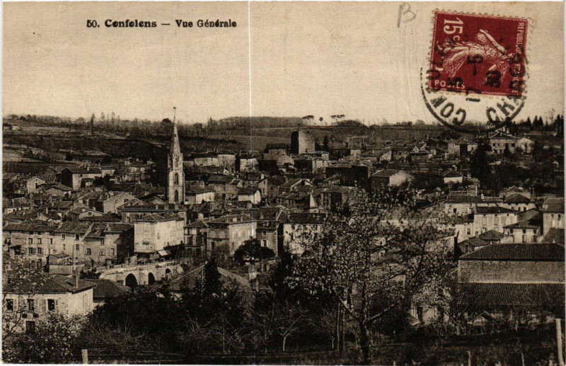 Carte postale ancienne Confolens - Vue générale à Confolens