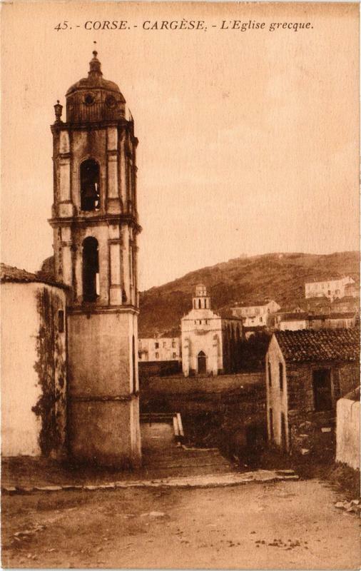 Carte postale ancienne Cargese - Eglise grecque Corse à Cargèse