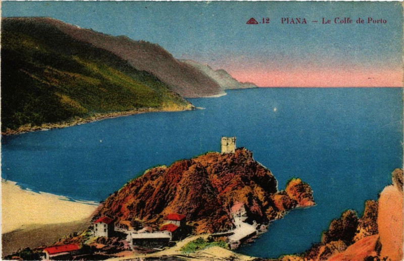 Carte postale ancienne Corse Piana - Le Golfe de Porto à Piana