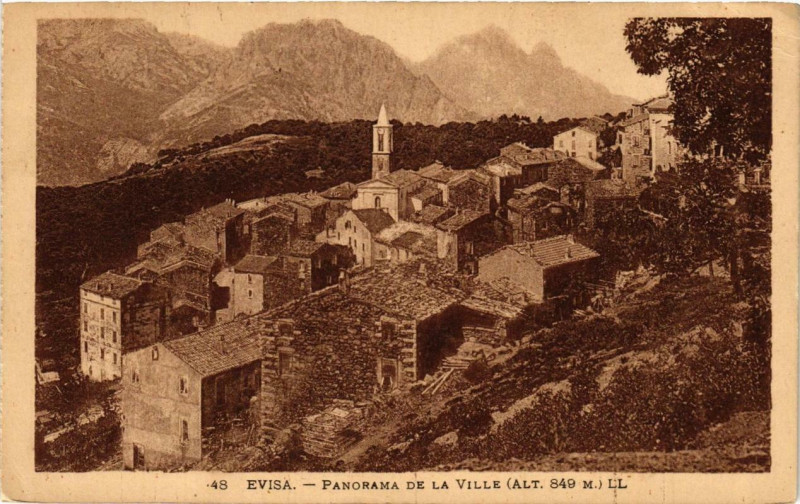 Carte postale ancienne Corse Evisa - Panorama de la Ville à Évisa