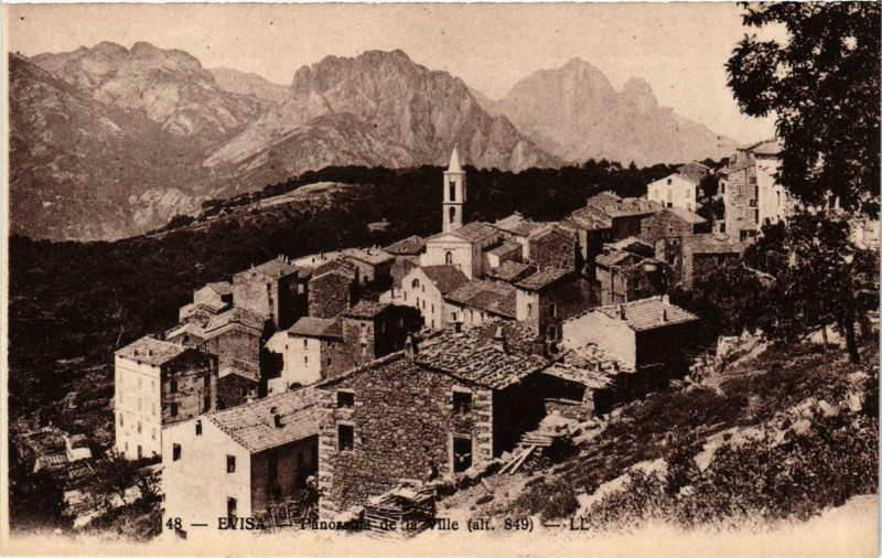 Carte postale ancienne Corse Evisa - Panorama de la Ville à Évisa