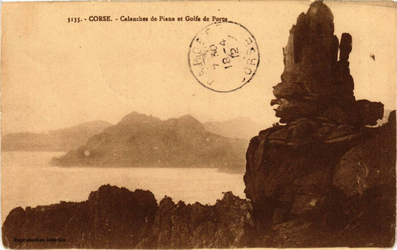 Carte postale ancienne Calanches de Piana et Golfe de Porto Corse à Piana