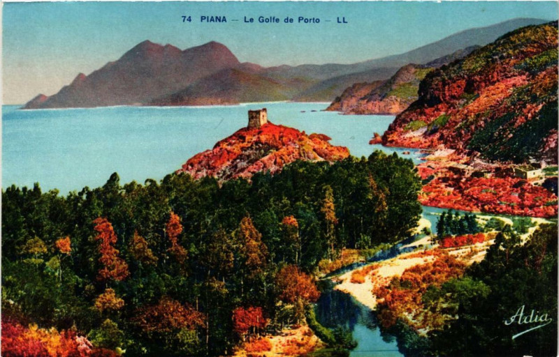 Carte postale ancienne Piana - Le golfe de Porto Corse à Piana